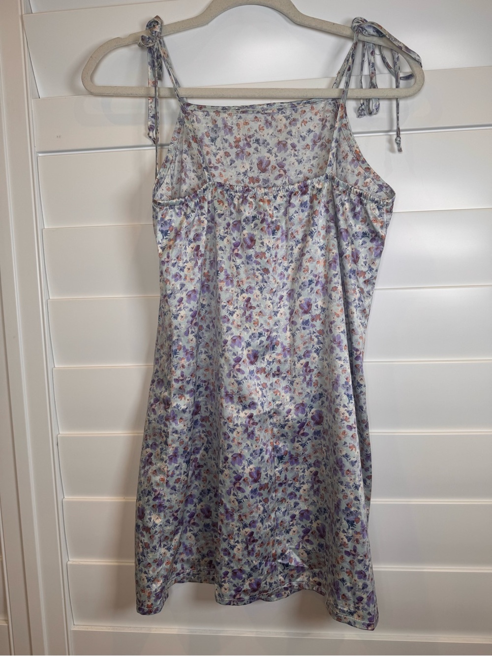 Lightweight Lavender Floral Tie-Shoulder Mini Dress
